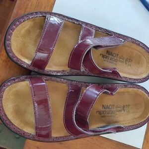 Naot cranberry patent leather sandals